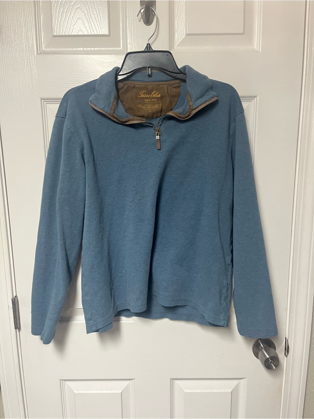 Tasso Elba Slate Blue Quarter-Zip Fleece Pullover